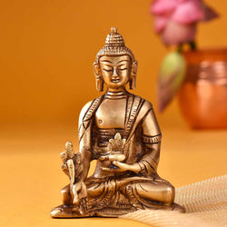 Buddha Brass Idol Meditation Posture - Height 5 Inch