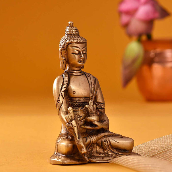 Buddha Brass Idol Meditation Posture - Height 5 Inch