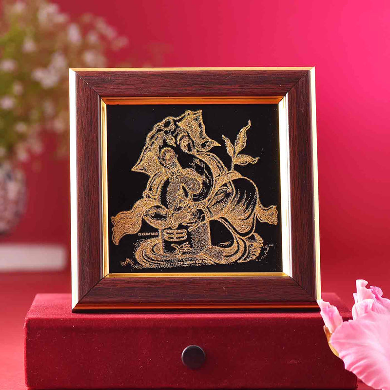 22ct Gold Work Bal Ganesha Wooden Photo frame