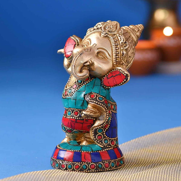 Joyful Colored Bal Ganesha (5 Inch)
