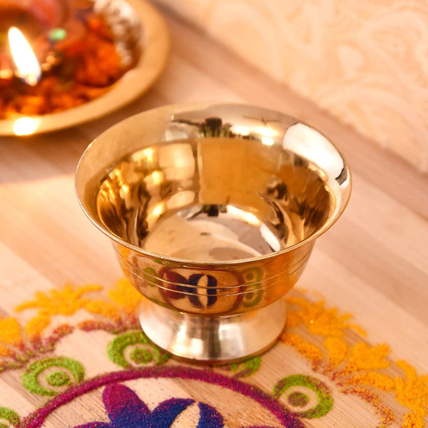 Brass Kumkum Chandan Cup For Pooja (2 Inches)