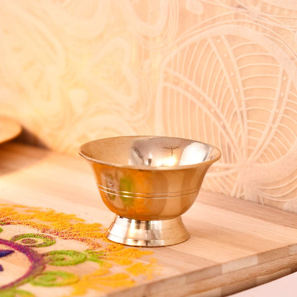 Brass Kumkum Chandan Cup For Puja (1.5 Inches)