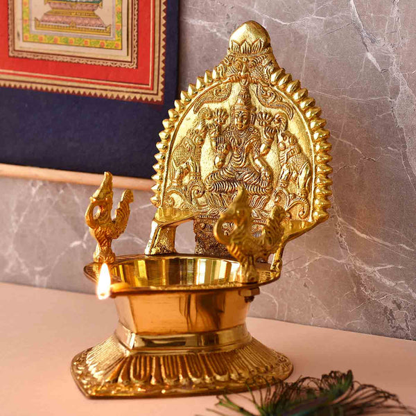 Elephant Thorne Kamakshi/Lakshmi Brass Diya (7.5 Inch)