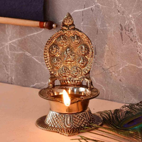 Auspicious Ganesha Ashtalakshmi Brass Diya