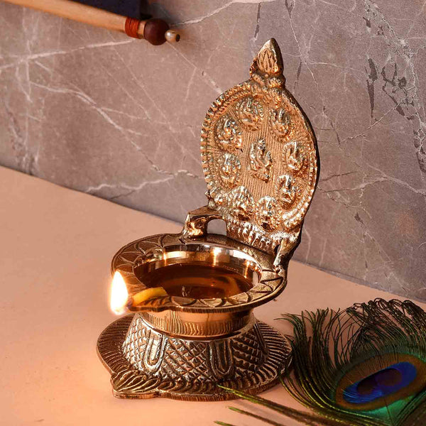 Auspicious Ganesha Ashtalakshmi Brass Diya