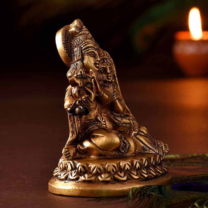 Spiritual Love Radha Krishna Brass Idol (4 Inch Height)