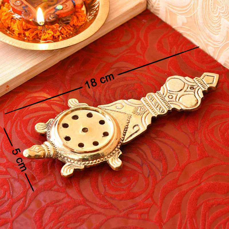 Tortoise Incense Holder With Long Handle - 7 Inches (length)