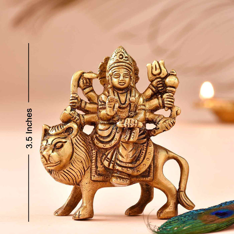 Goddess Durga Brass Idol (5.5 Inch Height )