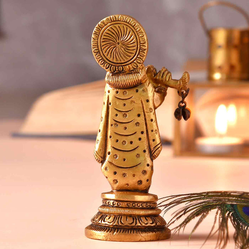 Lord Krishna Brass Idol - Height 5 Inch