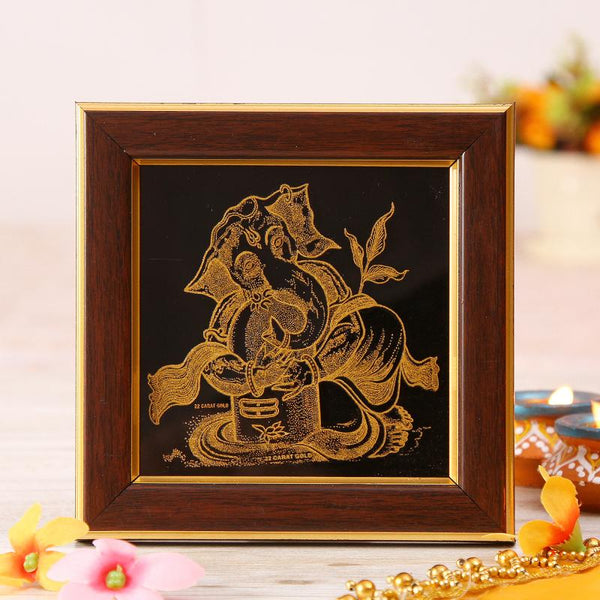 22ct Gold Work Bal Ganesha Wooden Photo frame