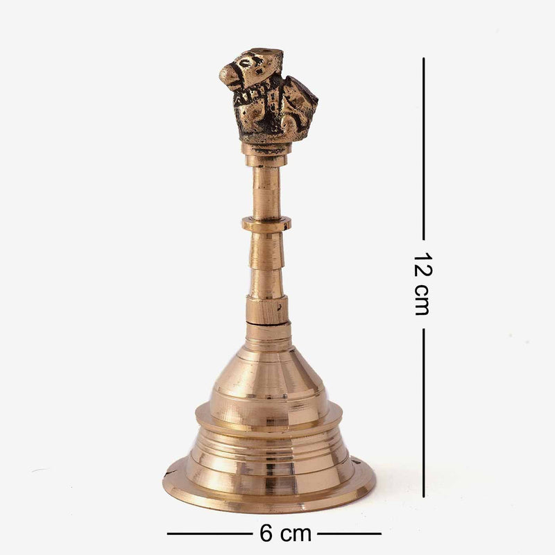 Brass Pooja Bell with Nandi- Puja Ghanti- HEIGHT 4.8 INCH