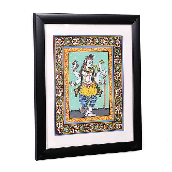 Charming Shiva Dancing Posture Pattachitra Painting (11.5*13.5 Inches)