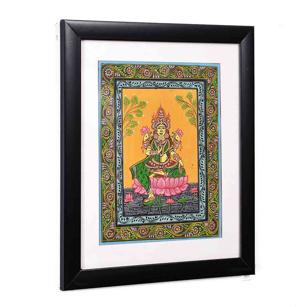Fortune Goddess Maa Lakshmi Pattachitra Painting (11.5*13.5 Inches)