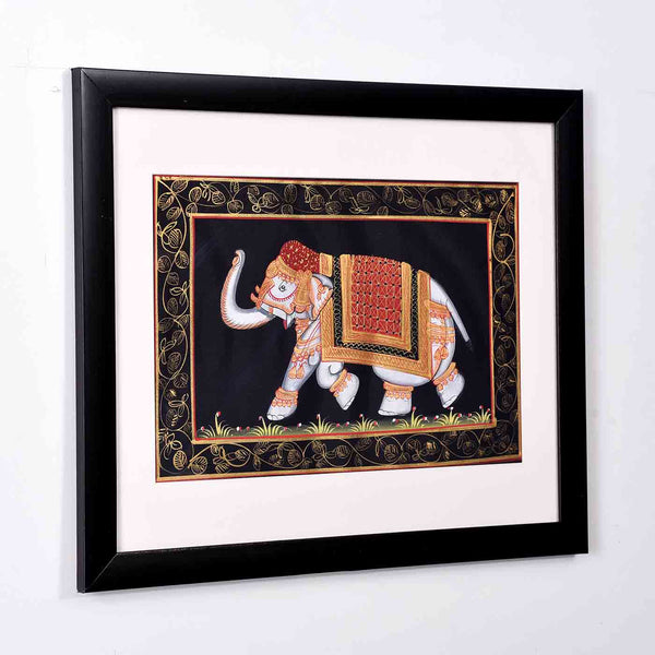 Mughal White Elephant Painting (16.5*13.5 Inches)