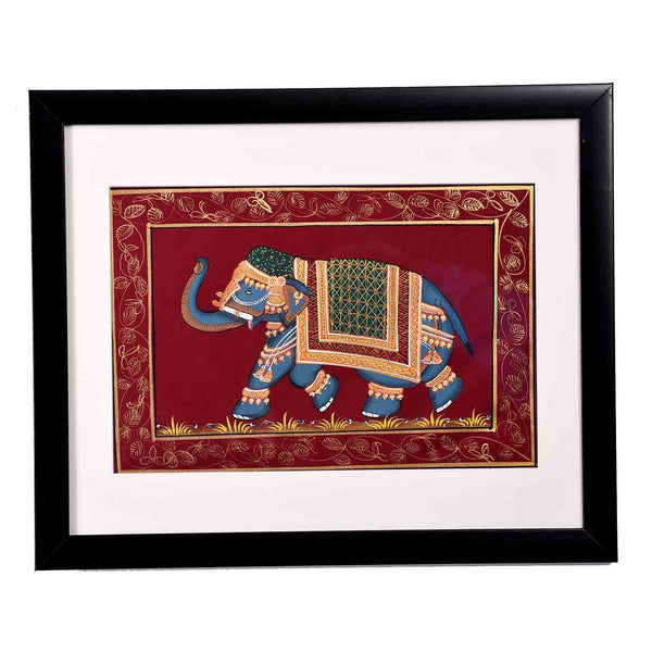 Elephant Painting  With studded Stone (16.5*13.5 Inches)
