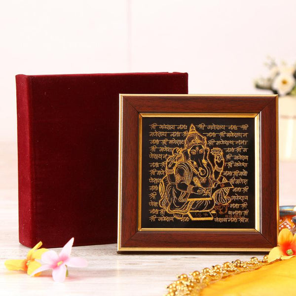 22ct Gold Work Mantra Ganesha Wooden Photo frame