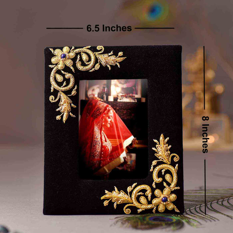 Handcrafted Zari Design Wooden Photo Frame