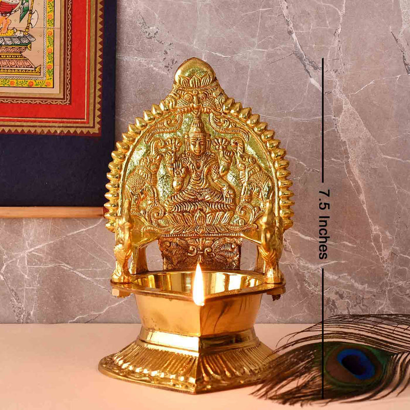 Elephant Thorne Kamakshi/Lakshmi Brass Diya (7.5 Inch)