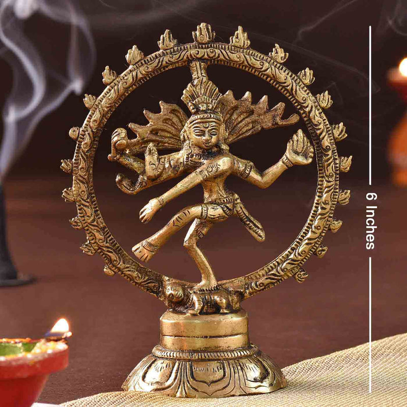 Dancing Natraja Brass Figurine (5.5 Inch Height)