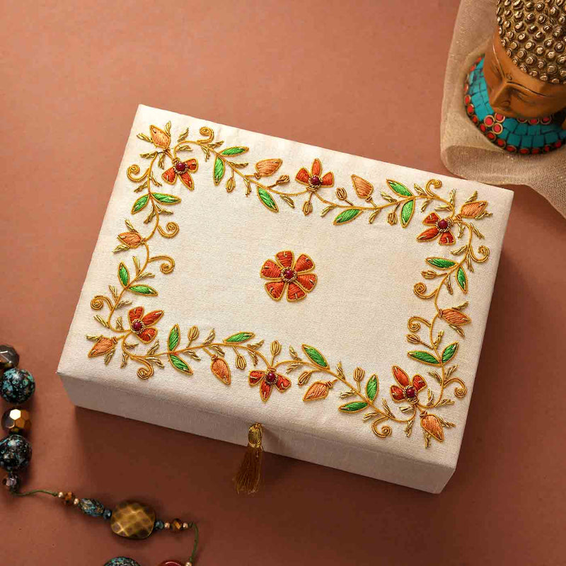 Eye Catching Designer Zari Jewellery Box