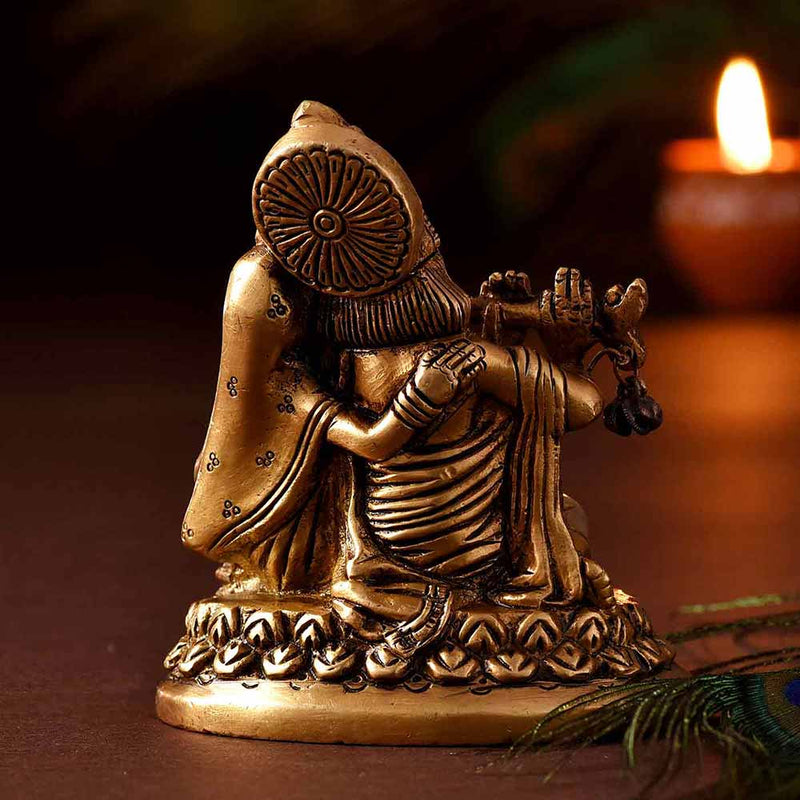 Spiritual Love Radha Krishna Brass Idol (4 Inch Height)