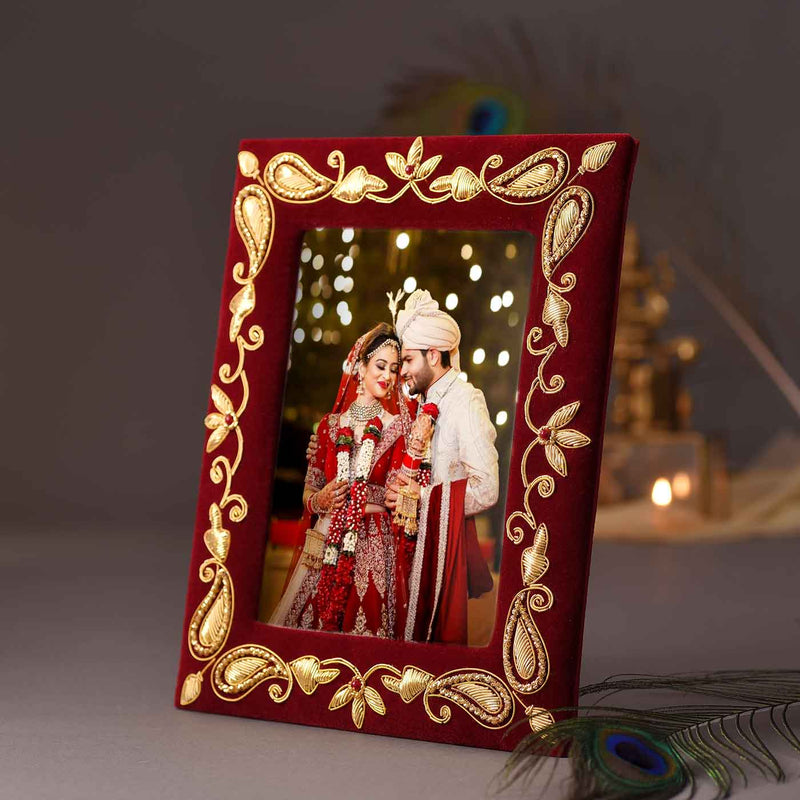 Alluring Zari Work Photo Frame