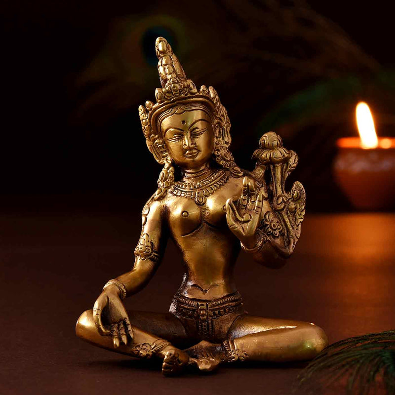 Lord Buddha Idol Of Brass ( 4.5  Inch Height )