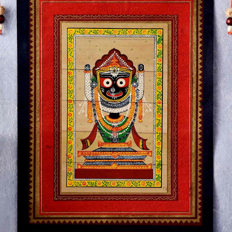 Vibrant Colors Palm Leaf Painting Lord Jagannath  (6.3*10.8 Inches)