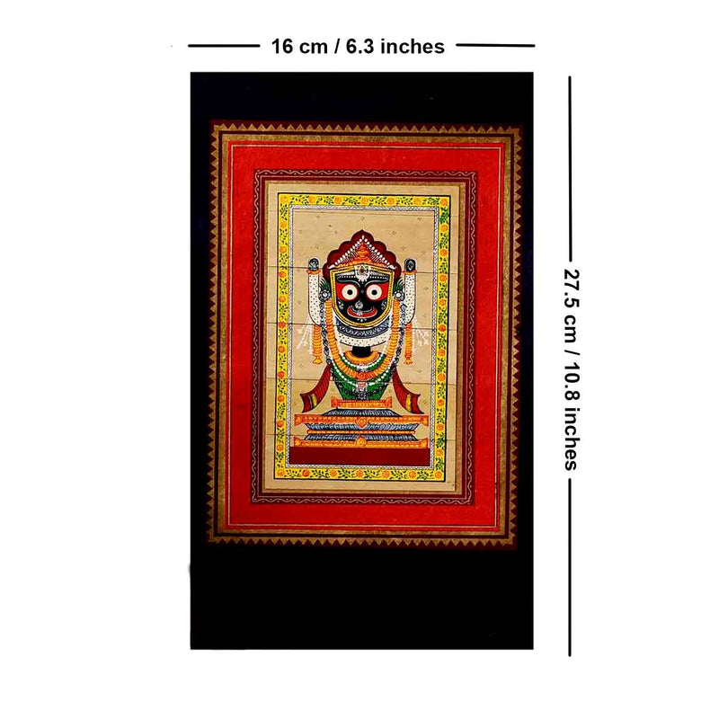 Vibrant Colors Palm Leaf Painting Lord Jagannath  (6.3*10.8 Inches)