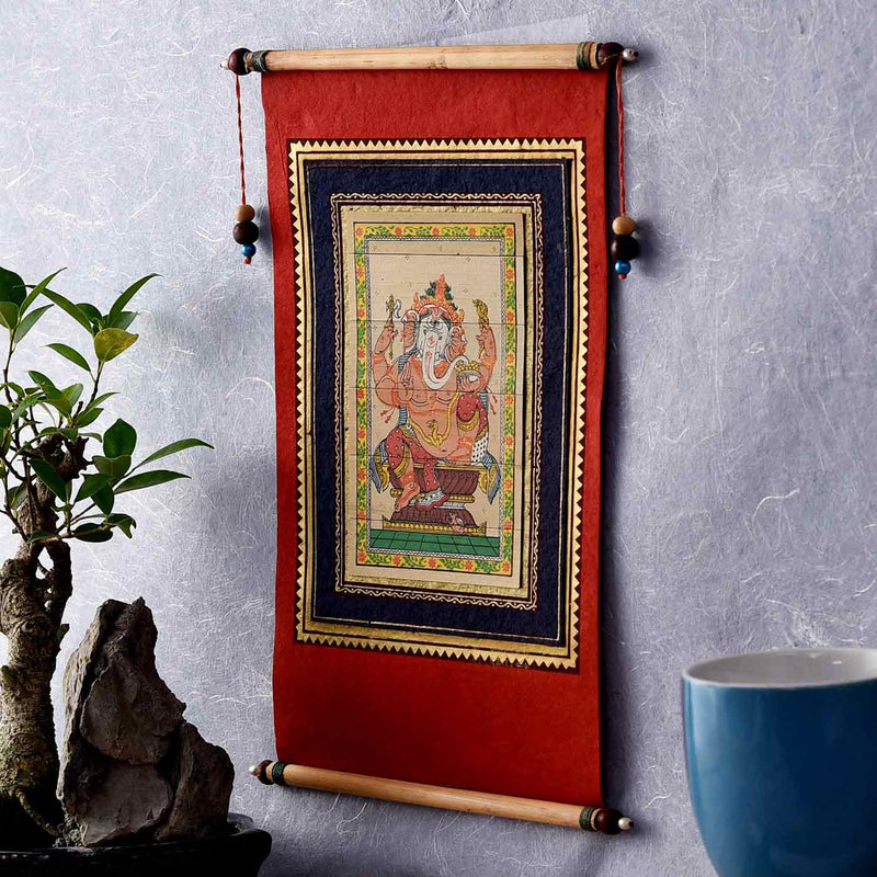 Palm Leaf Lord Ganesha Painting (6.3*10.8 Inches)