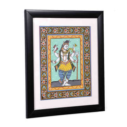 Charming Shiva Dancing Posture Pattachitra Painting (11.5*13.5 Inches)