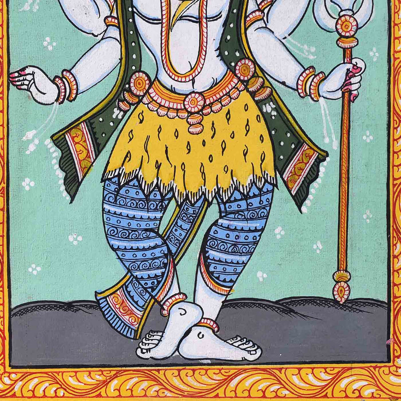 Charming Shiva Dancing Posture Pattachitra Painting (11.5*13.5 Inches)