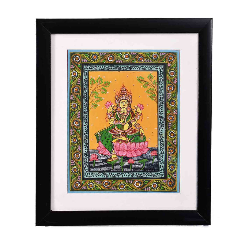 Fortune Goddess Maa Lakshmi Pattachitra Painting (11.5*13.5 Inches)