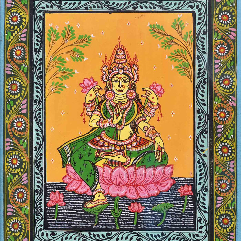 Fortune Goddess Maa Lakshmi Pattachitra Painting (11.5*13.5 Inches)