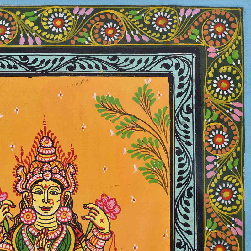 Fortune Goddess Maa Lakshmi Pattachitra Painting (11.5*13.5 Inches)