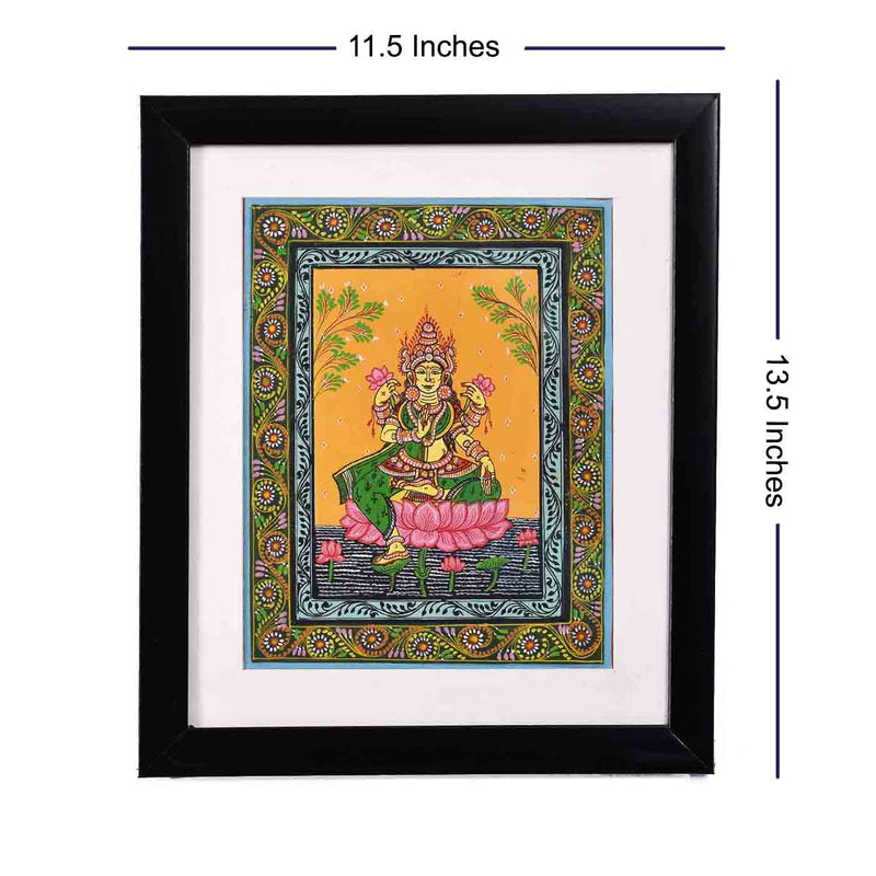 Fortune Goddess Maa Lakshmi Pattachitra Painting (11.5*13.5 Inches)