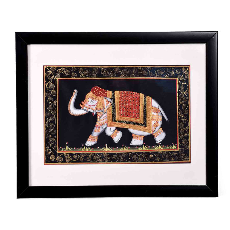 Mughal White Elephant Painting (16.5*13.5 Inches)