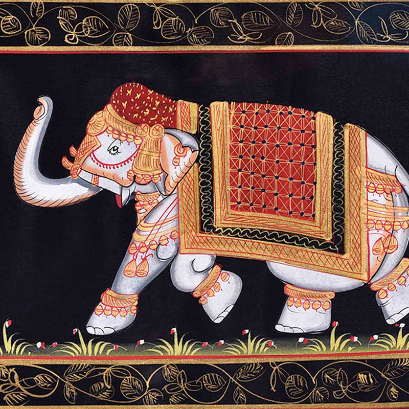 Mughal White Elephant Painting (16.5*13.5 Inches)