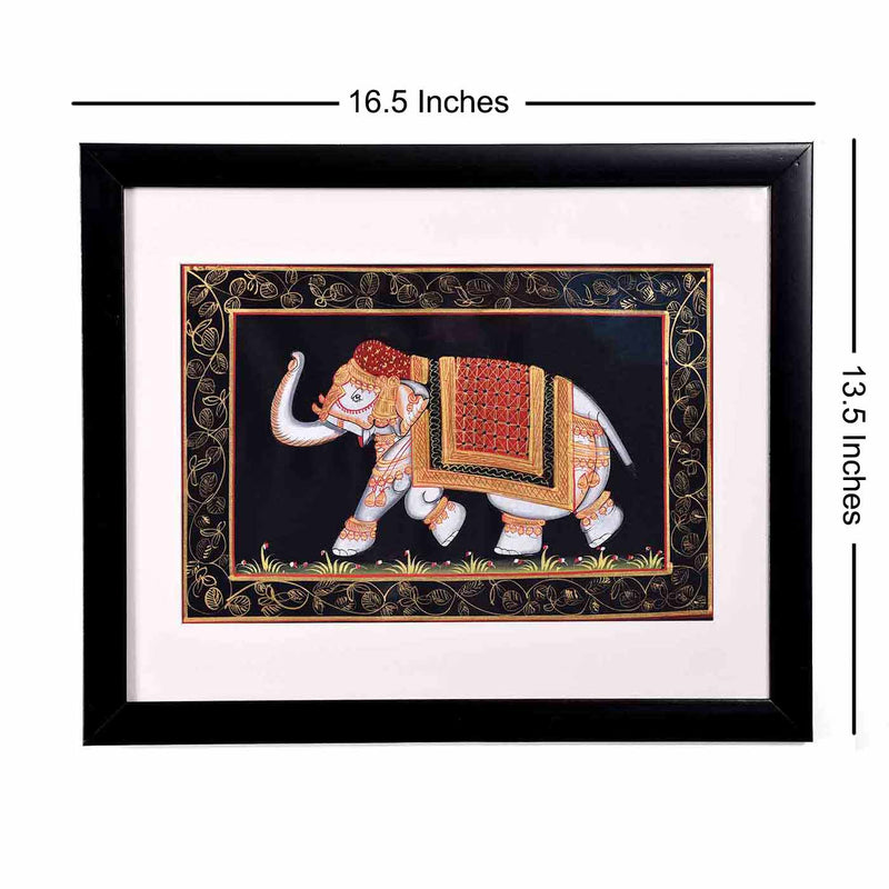 Mughal White Elephant Painting (16.5*13.5 Inches)