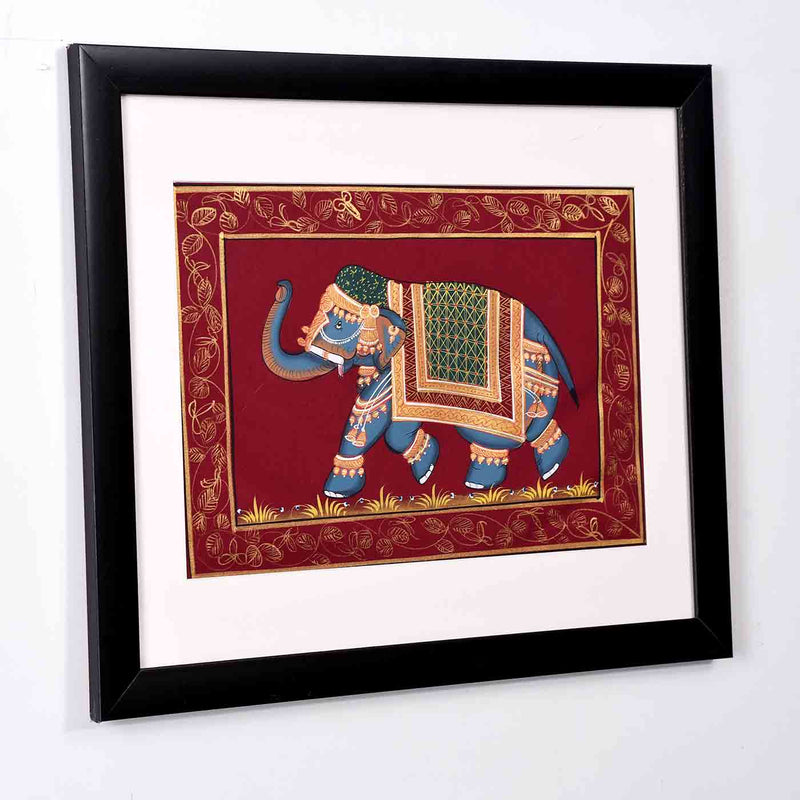 Elephant Painting  With studded Stone (16.5*13.5 Inches)