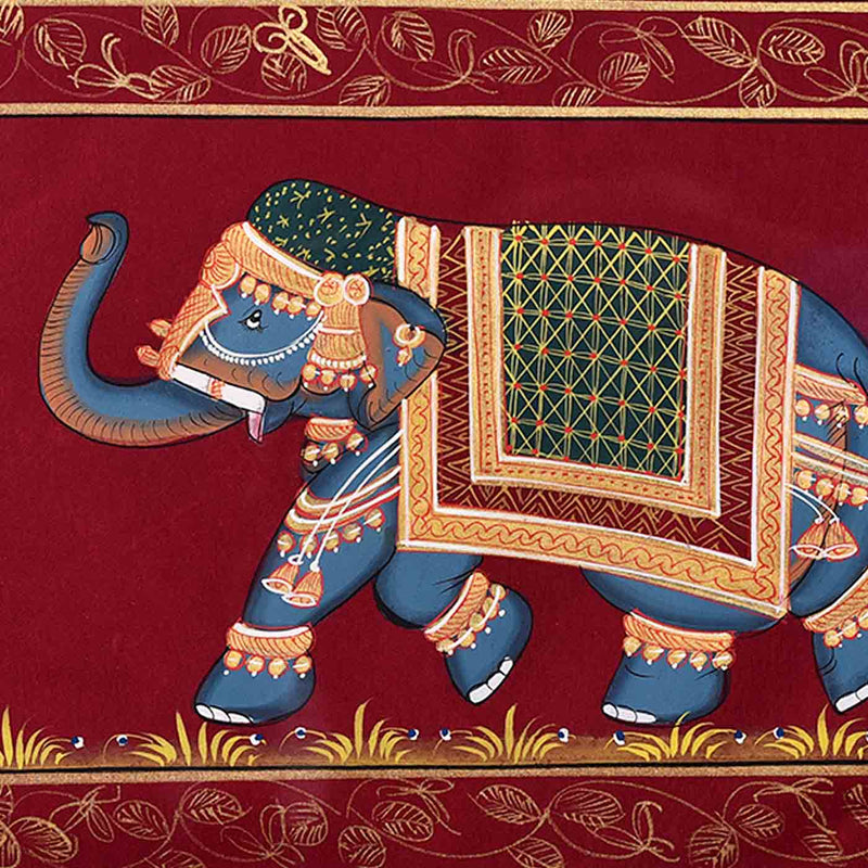 Elephant Painting  With studded Stone (16.5*13.5 Inches)