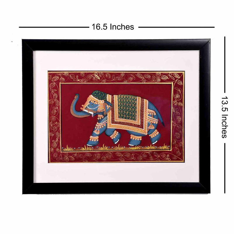 Elephant Painting  With studded Stone (16.5*13.5 Inches)