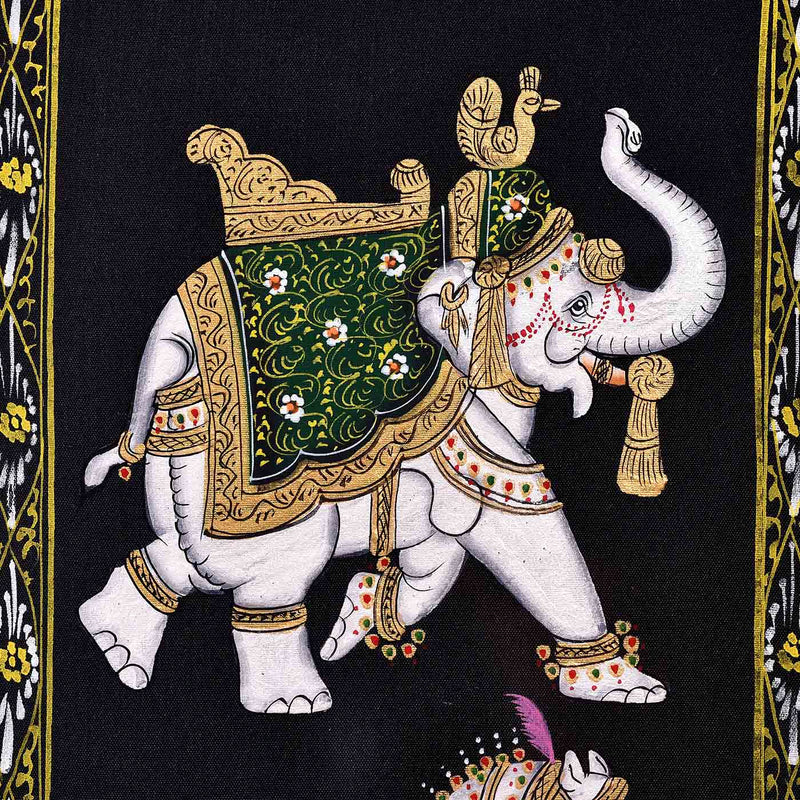 Rajasthani Mughal Silk Painting (10.5*17.5 Inches)