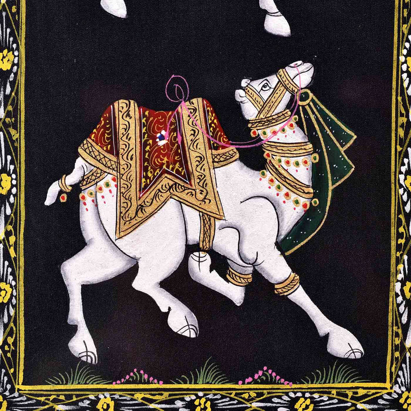 Rajasthani Mughal Silk Painting (10.5*17.5 Inches)