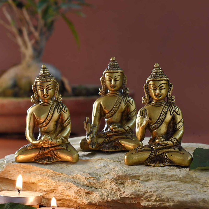 Buddha Brass Idol Set of Six