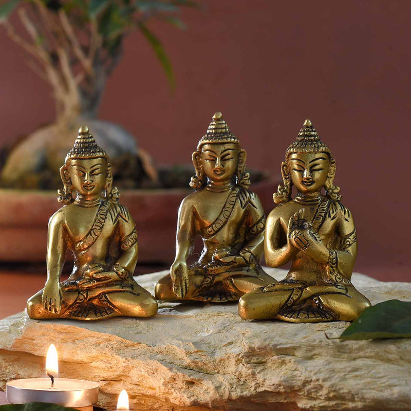 Buddha Brass Idol Set of Six